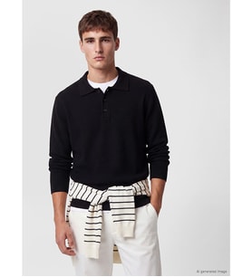 LCW Vision Siyah Polo Yaka Erkek Triko Kazak