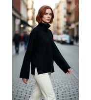 Kadın Oversize Balıkçı Yaka Reglan Kol Triko Kazak Kışlık Rahat Ve Şık Günlük Kombinler İçin İdeal