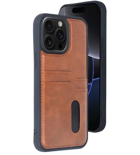 iPhone 14 Pro Max Kılıf Sara Kartvizitli Deri Kılıf - Taba