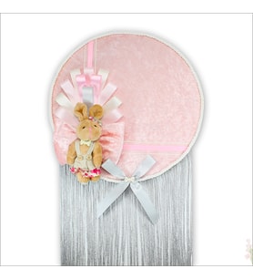 Kasnaklı Kadife 30cm Kapı Süsü - Pembe (STD)