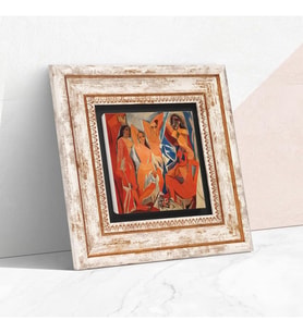 Picasso Avignonlu Kızlar Taş Duvar Tablosu - Çerçeveli Taş Tablo - Dekoratif Duvar Sanatı - Modern Ev ve Ofis Duvar Dekoru T1-302