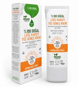 %100 Doğal Leke Karşıtı SPF 50+ Yüz Güneş Kremi