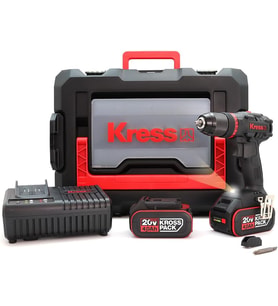 Kress Kuc30 20Volt/4.0Ah Li-Ion Çift Akülü Kömürsüz Profesyonel Şarjlı Darbeli Matkap (Çok Renkli)