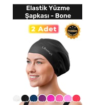 Premium Su Geçirmez Silikon Yüzücü Havuz Ve Deniz Bonesi Elastik Yüzme Şapkası 2'li Set