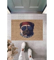 Dormot Modern Baskı - Miskin Köpek - Karşılama Kapı Önü Paspası (Bej)