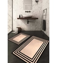 Dijital Baskılı Kaymaz Taban Yıkanabilir 2'li Klozet Takımı Banyo Paspası NDKZ-HT-862 (Krem)