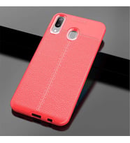 Samsung Galaxy M20 Kılıf Esnek Pu-Deri Leather-Pu Serisi Protected Case (Kırmızı)
