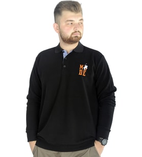 Mode XL Erkek Uzun Kol Polo Mode Waffle 22447 Siyah