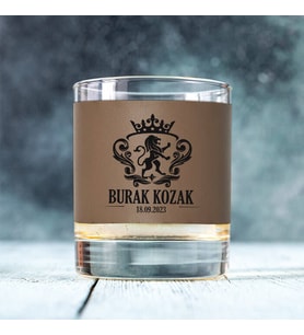 Kişiye Özel Doğum Günü Tarihli Vizon Deri İsimli Viski Bardağı