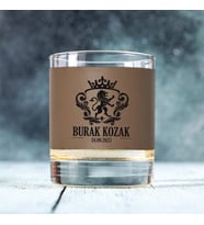Kişiye Özel Doğum Günü Tarihli Vizon Deri İsimli Viski Bardağı