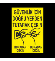 Güvenlik İçin Doğru Yerden Tutarak Çekin Uyarı Levhası 60x90cm (Karışık)