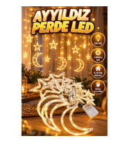 126 LED Yıldız ve Ay Figürlü Prizli Perde Işık – 2 Modlu Dekoratif Aydınlatma