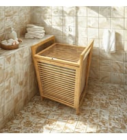 AHŞAP BAMBU KİRLİ ÇAMAŞIR SEPET KUMAŞ ÇANTALI SEPET=40X35X60CM (5680)