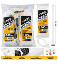 PLASTİK ÇIRT KELEPÇE 100 PARÇA BEYAZ 3.6X200MM. (5343)
