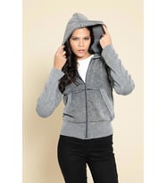 Yıkamalı Fermuarlı Kapişonlu Gri Sweatshirt