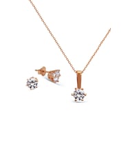 925 Ayar Gümüş Rose Tek Taş Set - S014702