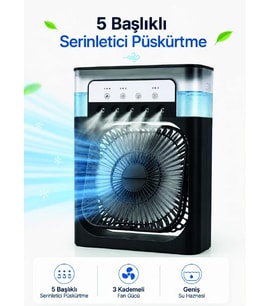 Northcity Püskürtmeli Masaüstü Fan 5 Sis Çıkışı 600ml Su Haznesi 3 Hızlı Ayar ve 7 Renk Işık