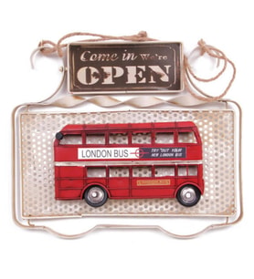 Dekoratif Metal Kapı Yazısı Londra Şehir Otobüsü Open Close 32 cm