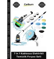 #FırçaSeti Teleskopik Saplı Şarjlı Banyo Mutfak 7 in 1 Kablosuz Elektrikli Temizlik Fırçası Seti