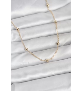 CM 14K Gold Renk Pirinç Top Zincirli 60 cm Kadın Kolye - TJ-BKO10940