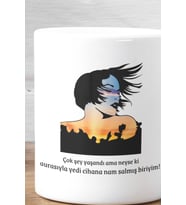 Aurasıyla Nam Salmış Birisiyim Baskılı Eğlenceli Hediyelik Beyaz Kupa Bardak