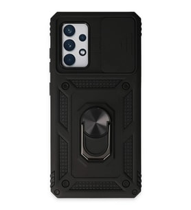 Durukar® Samsung Galaxy A72 Kılıf Pars Lens Yüzüklü Silikon - Siyah