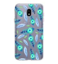 PrintiFy Samsung Galaxy J4 ile Uyumlu 1mm Slim Fit Nazar Boncuğu 3 Baskılı Şeffaf  Kılıf