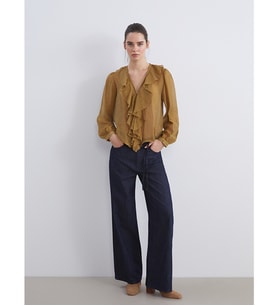 LCW Jeans İndigo Beli Kuşaklı Wideleg Kadın Jean Pantolon