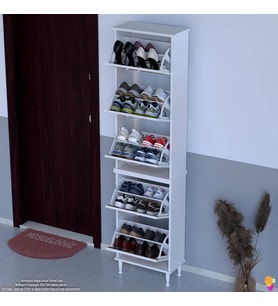 Modilayn VARBİ UMAY' 2 Li Kapı Önü 52x205x26 cm’ lik 5 Düşer Kapak 10 Göz Bölme Raf Ayakkabılık