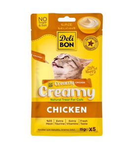 Kedi Ödül Maması - Creamy - Tavuklu - 15 gr 5'li - Delibon