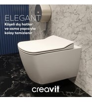 Creavit Elegant Rim-off Asma Klozet + Yavaş Kapanır Kapak (Beyaz)