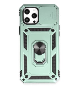 iPhone 12 Pro Max Kılıf Pars Lens Yüzüklü Silikon - Yeşil
