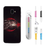Samsung J6 Plus J7 Prime J7 Pro M20 Kılıf Kablo Koruma Spiral Silikon Kurt ve Ay Yıldız 1403