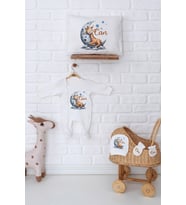 Pia Baby Premium %100 Pamuk İsme Özel Yenidoğan Erkek Bebek Hediye Seti 5032-07 (Ekru)