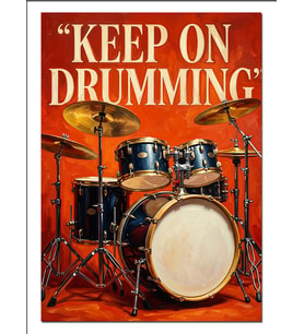 Keep On Drumming Bateri Turuncu Poster Dekoratif Kanvas - Mdf Ahşap Tablo