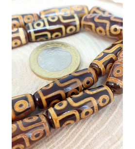 9 Göz Tibet Akik Taşı Silindir Kesim 10x30mm/adet (45782-1)