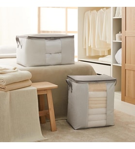 Ocean Home Textile 2'li Pvc Pencereli Stuff & Things Gri Çizgili Hurç Set
