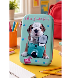 Eva Kalem Çantası Kalem Kutusu Köpekli Yeşil 23x16 cm Okul Kalemliği Kırtasiye Malzeme Çantası