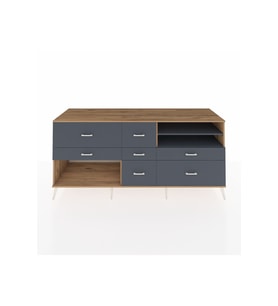 Kronos Konsol 2 Raflı 7 Çekmeceli  220x59x99 Çam-Antrasit/Antrasit