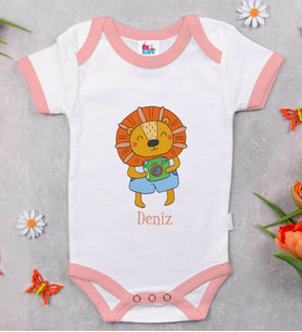 BK Kids Kişiye Özel Pembe Bebek Body Zıbın - Model 155