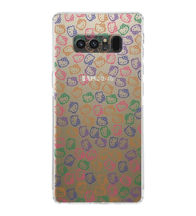 Samsung Galaxy Note 8  Kamera Korumalı Kapak Hello Kitty Tasarımlı  Şeffaf  Kılıf