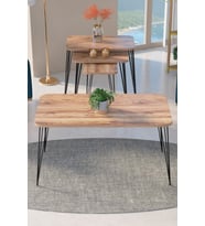 Zigon Sehpa Kr Ve Orta Sehpa Kr Set Siyah Ayak Krem Tel 1100