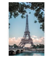 Günbatımı Sırasında Eyfel Kulesi Paris Kentsel Manzara Fransa Tablo Ahşap Poster Dekoratif