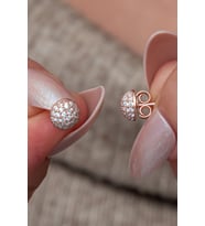 925 Ayar Gümüş Minimal Zirkon Taşlı Rose Top Küpe