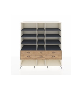 Kronos Dolap 12 Raflı 6 Çekmeceli  220x59x243 Aytaşı-Antrasit/Çam
