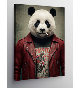 Kanvas Tablo Punk Panda Portresi