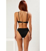 Kadın Bikini Takımı Bralette Balensiz Zebra Desenli Aksesuarlı Normal Bel Slip Kesim Örme Kumaş