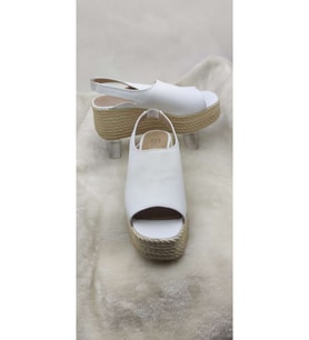 ÇİĞDEM GERÇEK DERİ BEYAZ ARKASI LASTİKLİ DOLGU TOPUK SANDALET  - BEYAZ - 39 - ST02541-12832