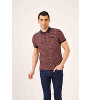 Bordo Erkek Regular Fit Desenli Polo Yaka T-shirt - 70026