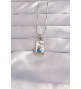 316L Çelik Gümüş Renk Beyaz Mineli Kız Figür Tarot Kolye TJ-BKO9049